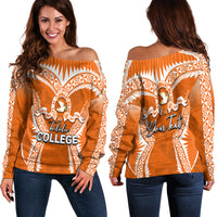 (Custom Personalised)Tailulu College Women's Off Shoulder Sweater Orange Style LT6 - Polynesian Pride