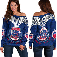 Toa Samoa Rugby Women Off Shoulder Sweater Siva Tau Jersey LT6 - Polynesian Pride