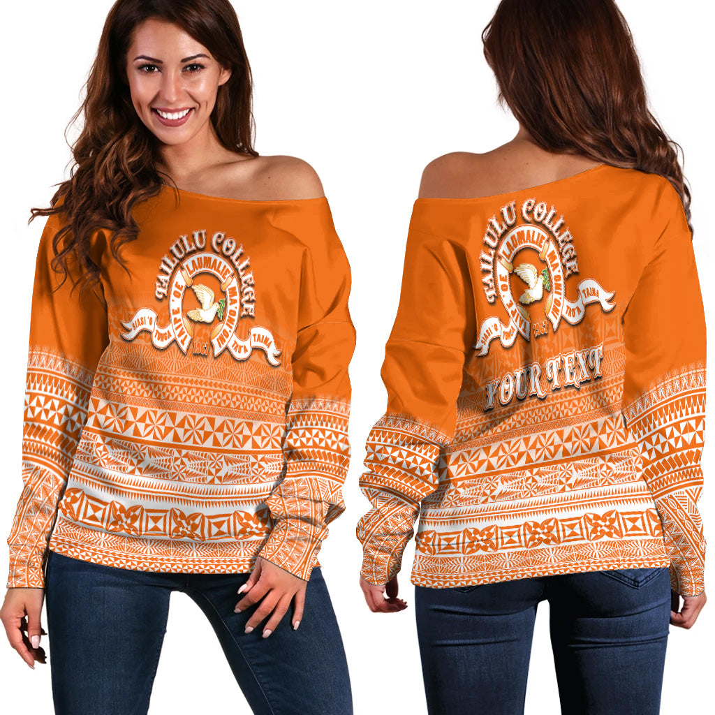 (Custom Personalised)Tailulu College Women's Off Shoulder Sweater Tonga Patterns Style LT6 - Polynesian Pride