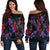 Polynesian Women's Off Shoulder Sweater - Sea Turtle In Tribal Polynesian Style - Polynesian Pride