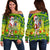 Cook Islands Christmas Women's Off Shoulder Sweater Cool Santa Claus LT6 - Polynesian Pride