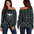 New Zealand Off Shoulder Sweater Maori Graphic Tee patterns Green LT6 - Polynesian Pride