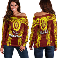 (Custom Personalised)Tonga High School Women's Off Shoulder Sweater Yellow Style LT6 - Polynesian Pride