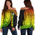 Guam Women's Off Shoulder Sweater Rugby Version Coat Of Arms Polynesian Rasta Rasta - Polynesian Pride