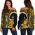 Wallis and Futuna Women's Off Shoulder Sweater Polynesian Style Gold Color LT6 - Polynesian Pride