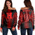 Hawaii Island Polynesian Women's Off Shoulder Sweater - Comely Style - AH Red - Polynesian Pride