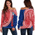 Guam Women's Off Shoulder Sweater Rugby Version Coat Of Arms Polynesian Blue - Polynesian Pride