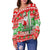 Hawaii Mele Kalikimaka Christmas Women's Off Shoulder Sweater Cool Santa Claus LT6 - Polynesian Pride