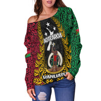 Vanuatu Women's Off Shoulder Sweater Mix Aotearoa LT6 - Polynesian Pride
