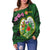 American Samoa Women's Off Shoulder Sweater - The Love Of Blue Crowned Lory - Polynesian Pride