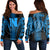 Nihoa Island Polynesian Women's Off Shoulder Sweater - Comely Style - AH Blue - Polynesian Pride