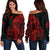 New Zealand Haka Rugby Maori Women Off Shoulder Sweater Silver Fern Vibes - Red LT8 - Polynesian Pride