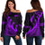 New Zealand Rugby Maori Women Off Shoulder Sweater Silver Fern Koru Vibes - Purple LT8 - Polynesian Pride