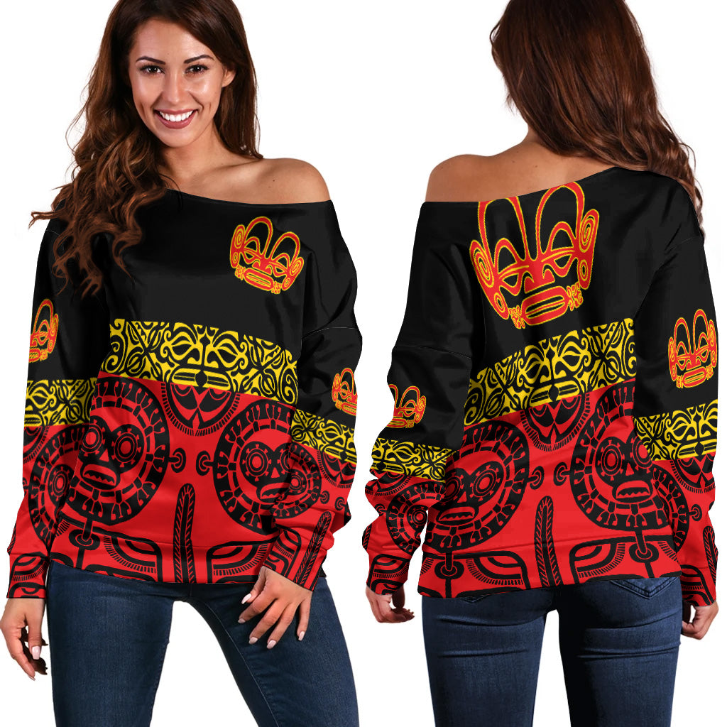 Marquesas Islands Women Off Shoulder Marquesan Tattoo Special Style - Red LT8 - Polynesian Pride