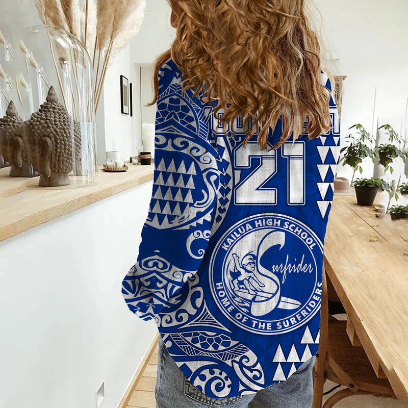 (Custom Personalised) Hawaii Kailua High School Women Casual Shirt Tribal Kakau LT9 - Polynesian Pride