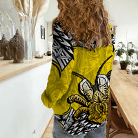 Niue Uga Casual Shirt Tribal Patterns Yellow Style LT6 - Polynesian Pride