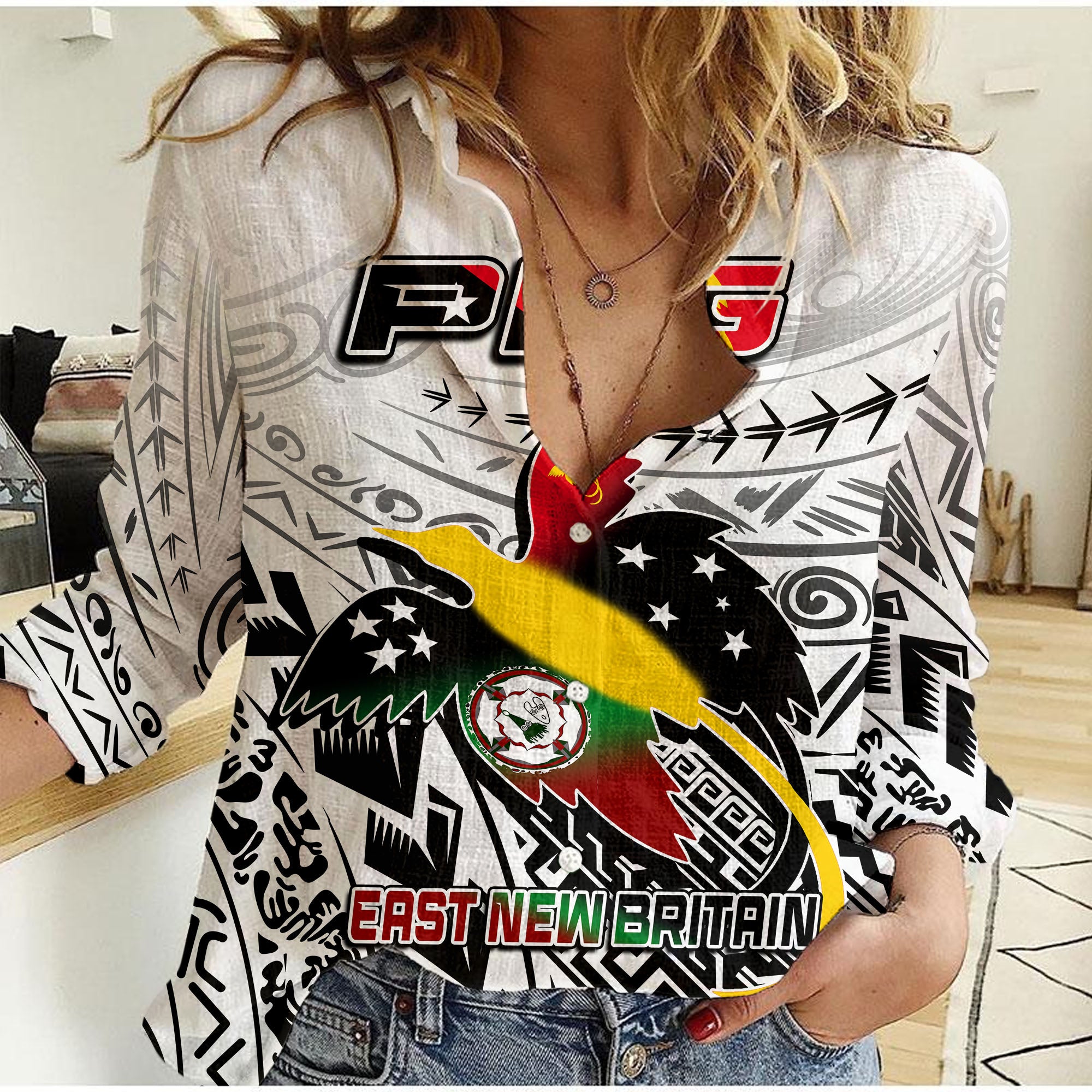 Papua New Guinea And East New Britain Province Casual Shirt LT6 Female White - Polynesian Pride