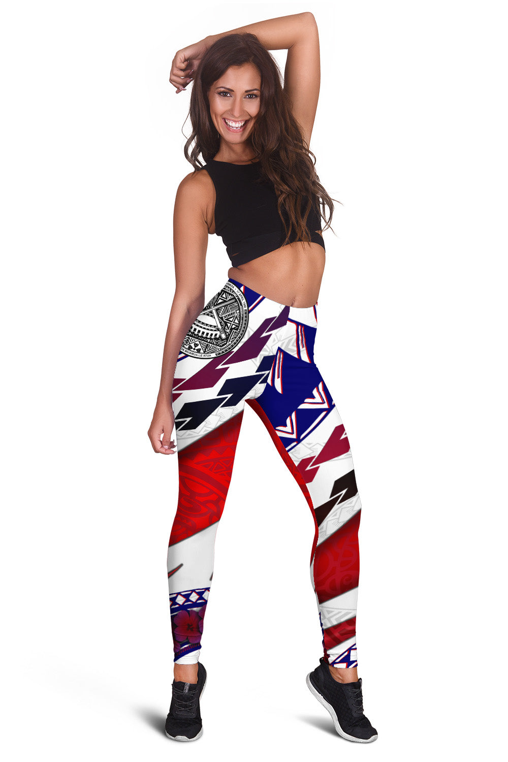 American Samoa Women Legging Artsy Style LT9 Red - Polynesian Pride