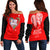 Fiji Valentine Couple Heart Women Off Shoulder Sweater - LT2 Women RED - Polynesian Pride