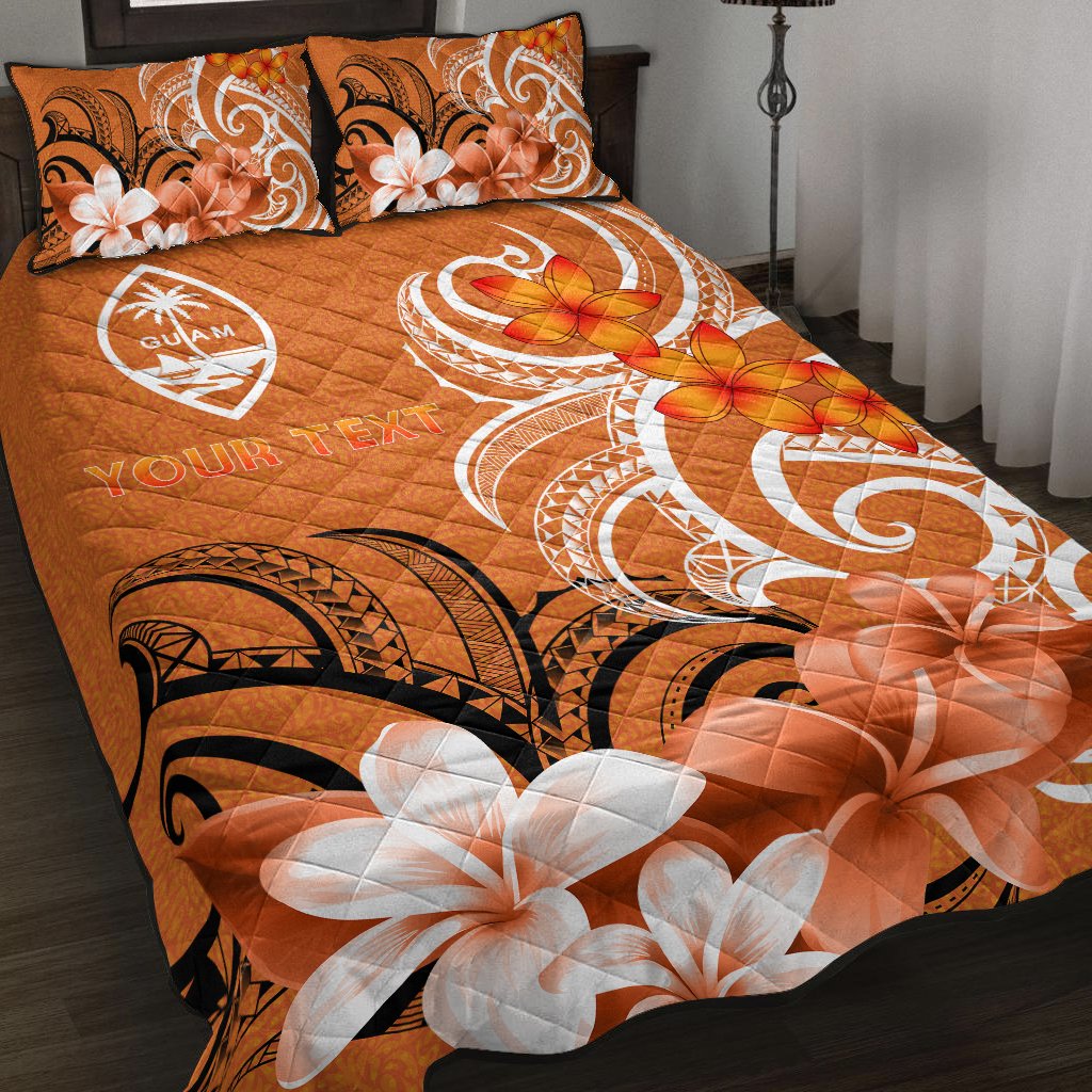 Custom Guam Personalised Quilt Bed Set - Guamanian Spirit Orange - Polynesian Pride