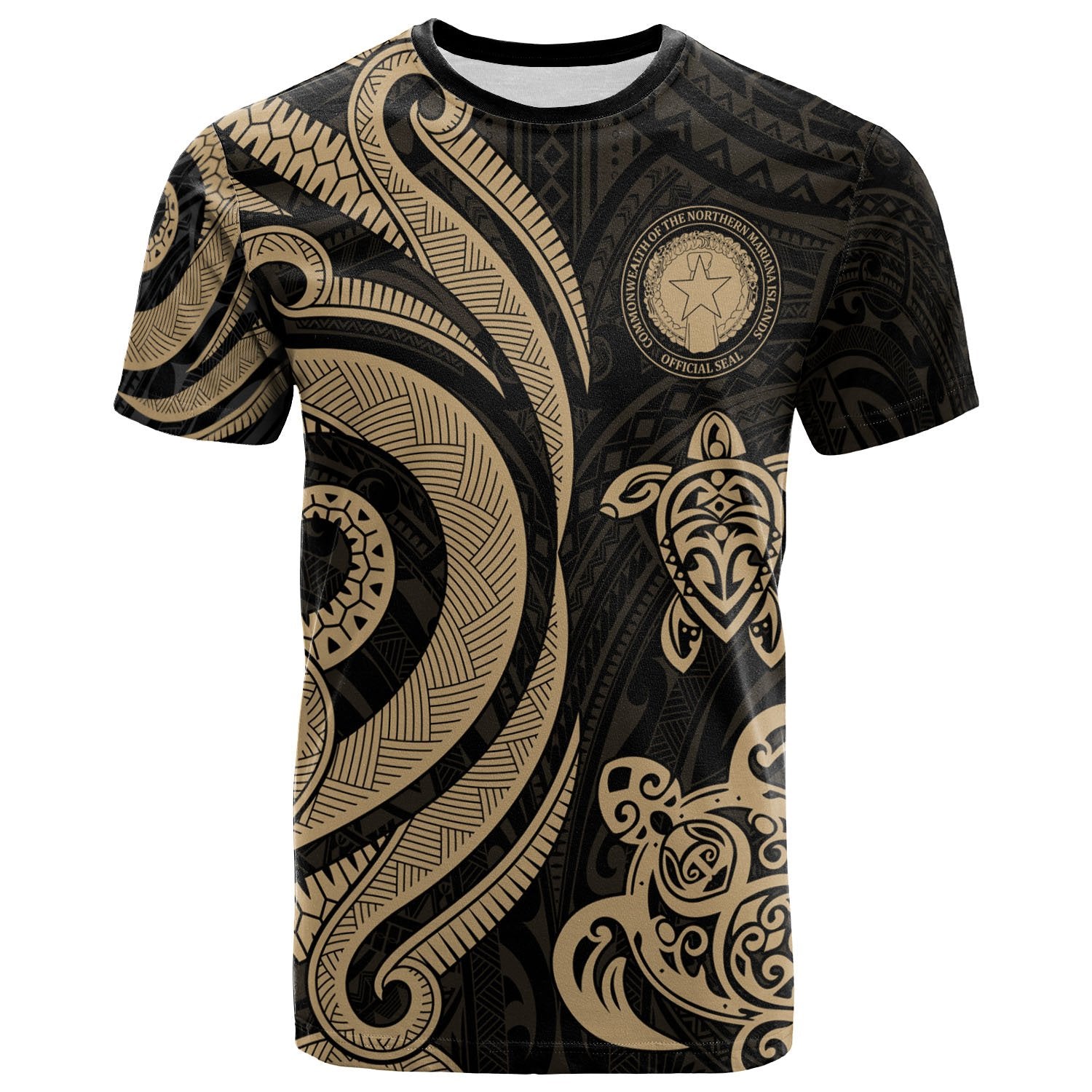 Northern Mariana T Shirt Tentacle Turtle Gold Unisex Art - Polynesian Pride