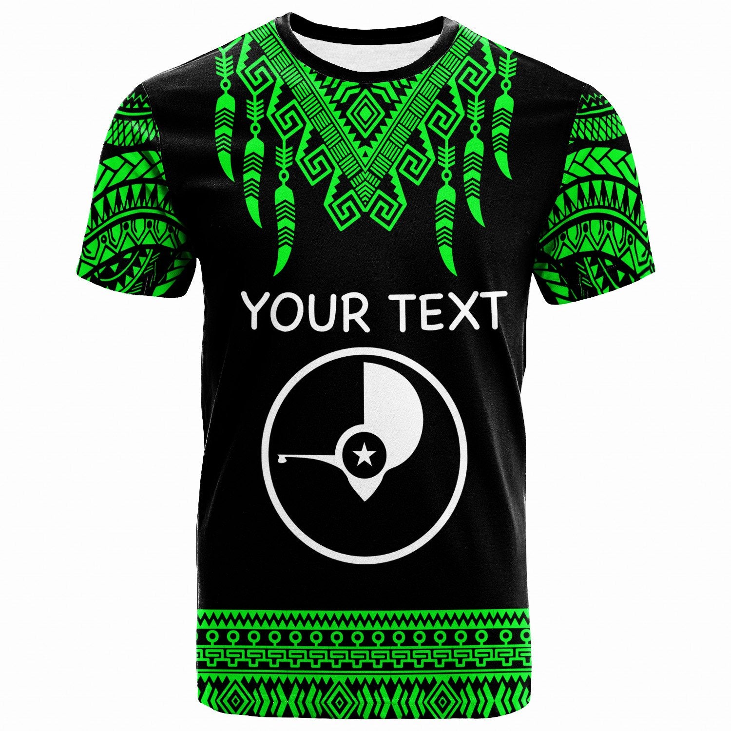 Yap Custom T Shirt Tooth Shaped Necklace Pattern Green Color Unisex Green - Polynesian Pride