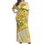 American Samoa Floral Design Off Shoulder Long Dress Plumeria - Yellow LT7 Long Dress Yellow - Polynesian Pride
