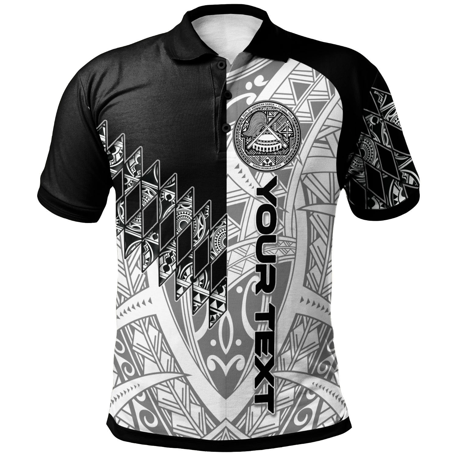 American Samoa Custom Polo Shirt Symmetry Style Unisex Black - Polynesian Pride