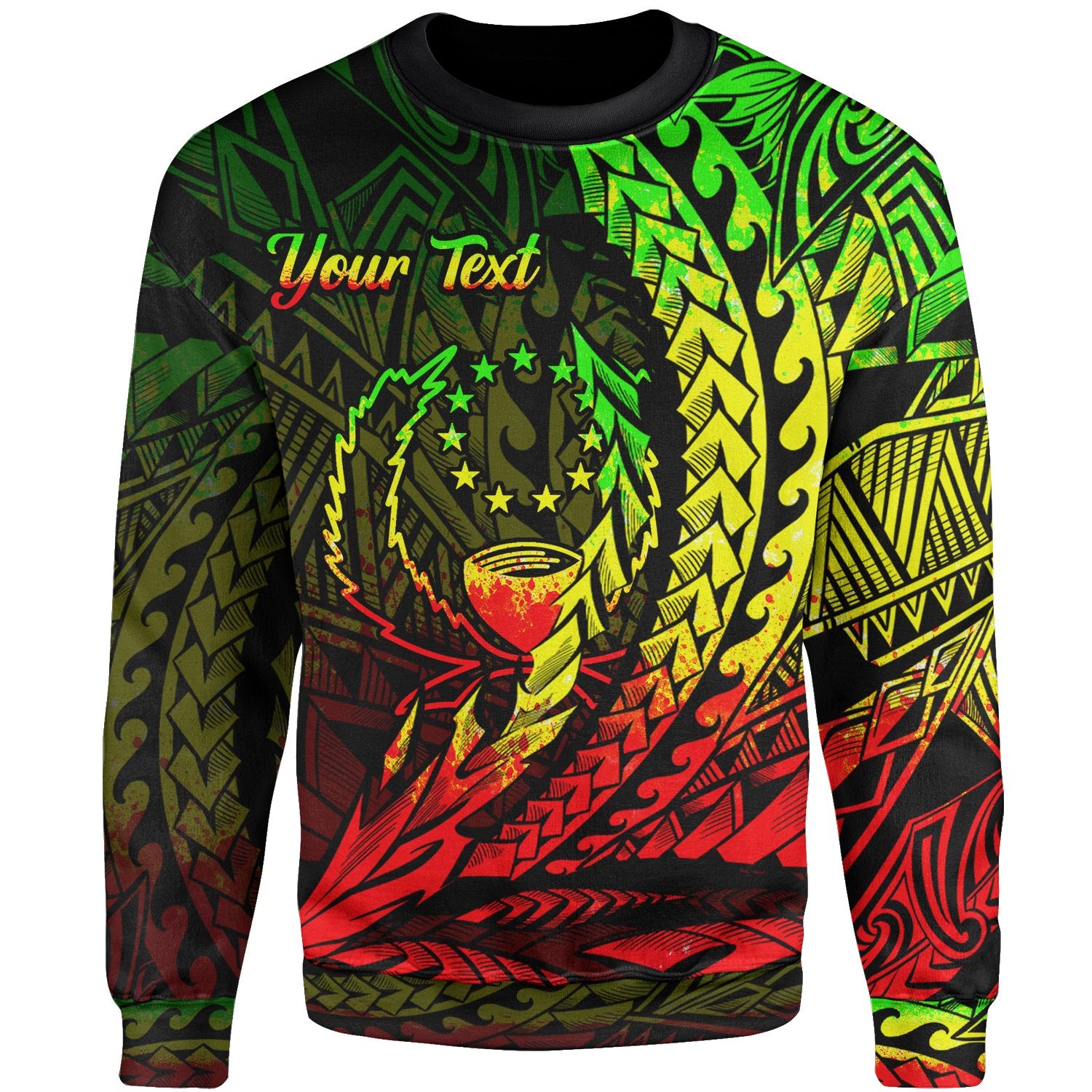 Pohnpei Custom Personalised Sweatshirt - Wings Style Reggae Color Unisex Black - Polynesian Pride