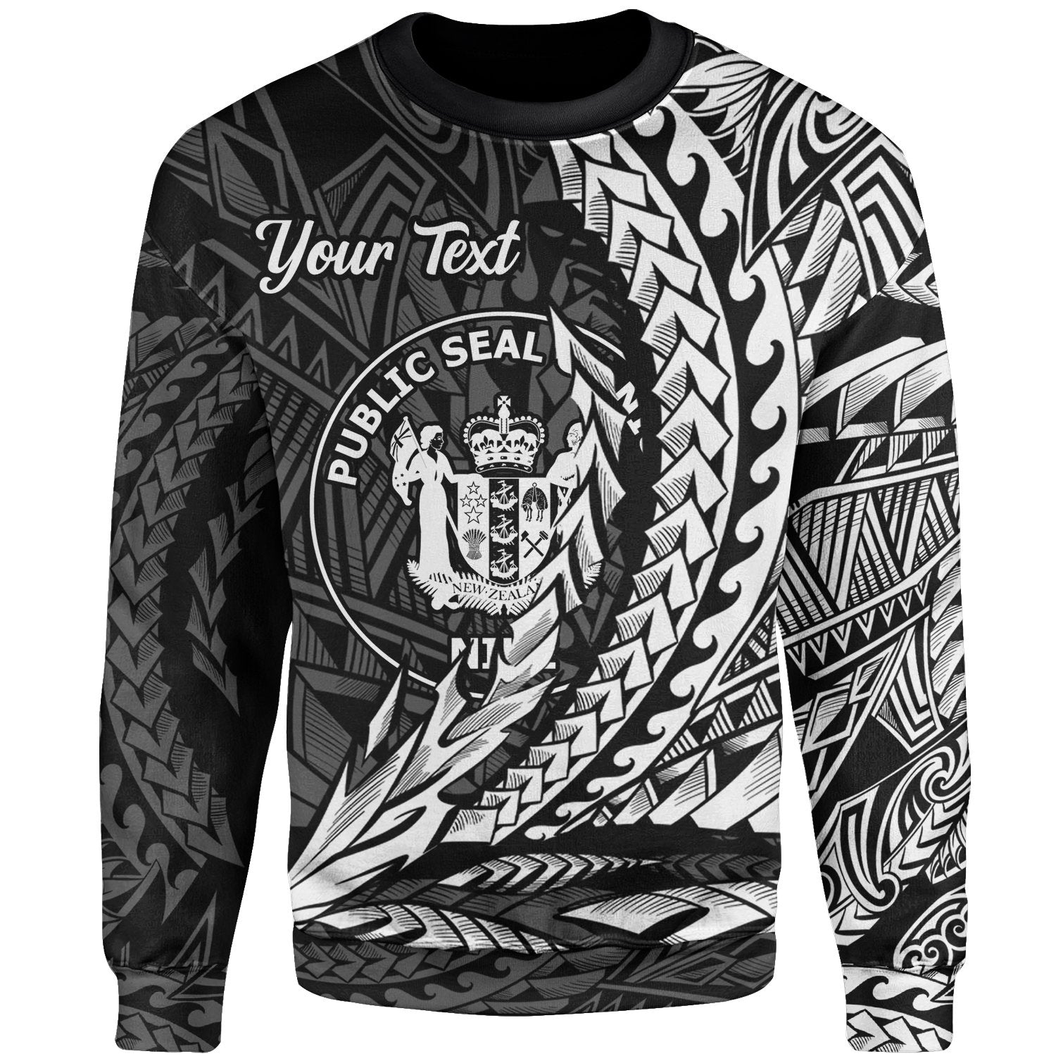 Niue Custom Personalised Sweatshirt - Wings Style White Color Unisex Black - Polynesian Pride