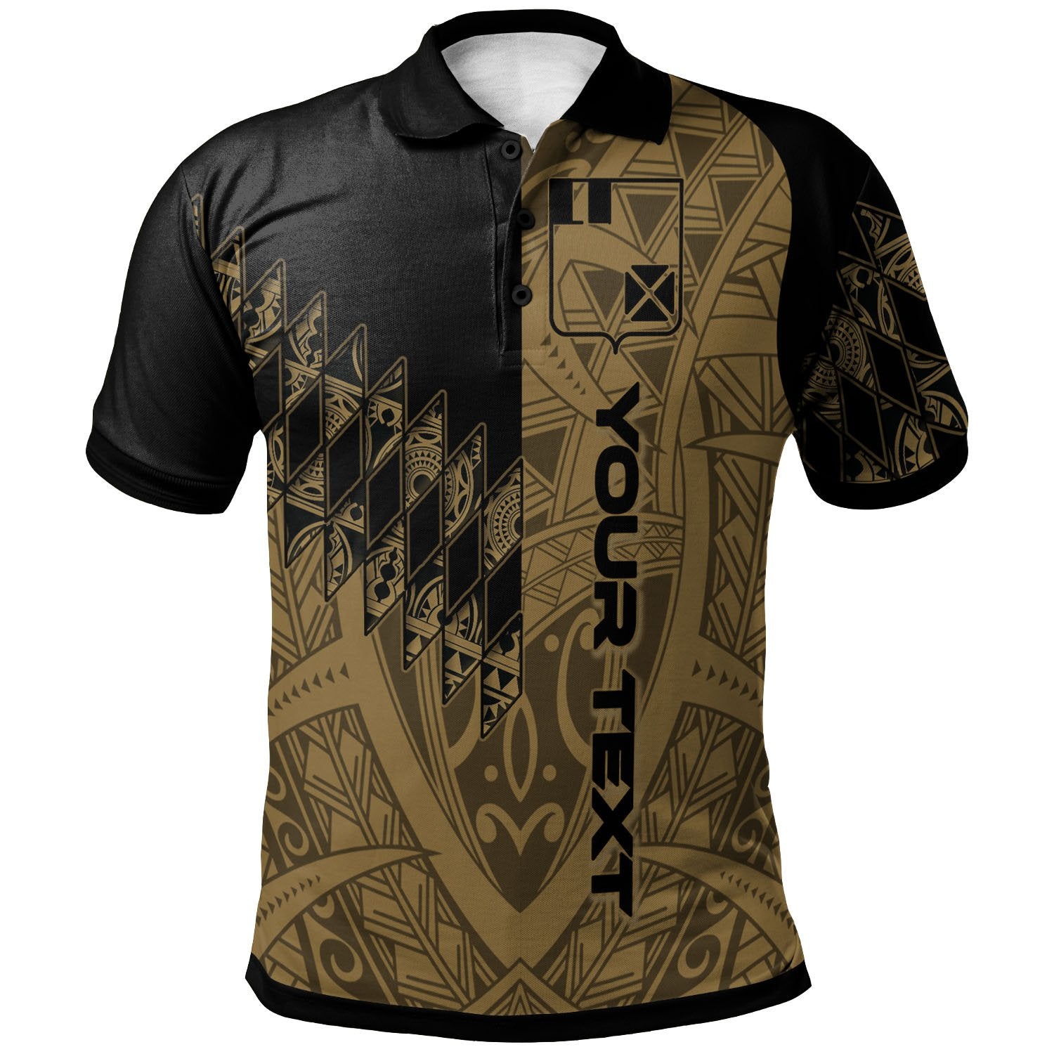 Wallis and Futuna Custom Polo Shirt Gold Color Symmetry Style Unisex Black - Polynesian Pride