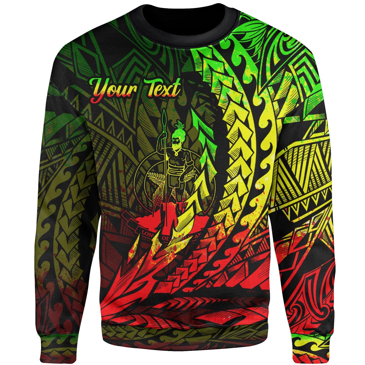 Vanuatu Custom Personalised Sweatshirt - Wings Style Reggae Color Unisex Black - Polynesian Pride