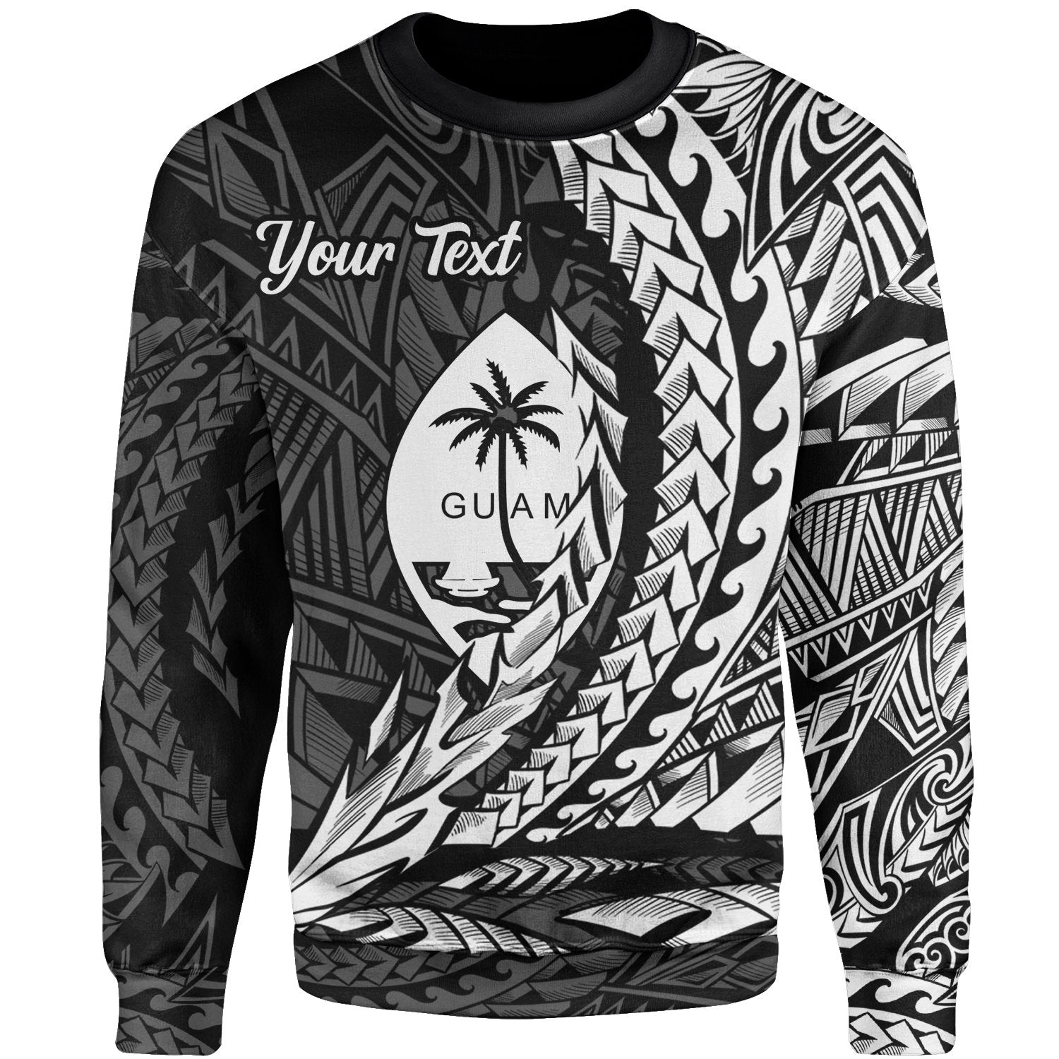 Guam Custom Personalised Sweatshirt - Wings Style White Color Unisex Black - Polynesian Pride