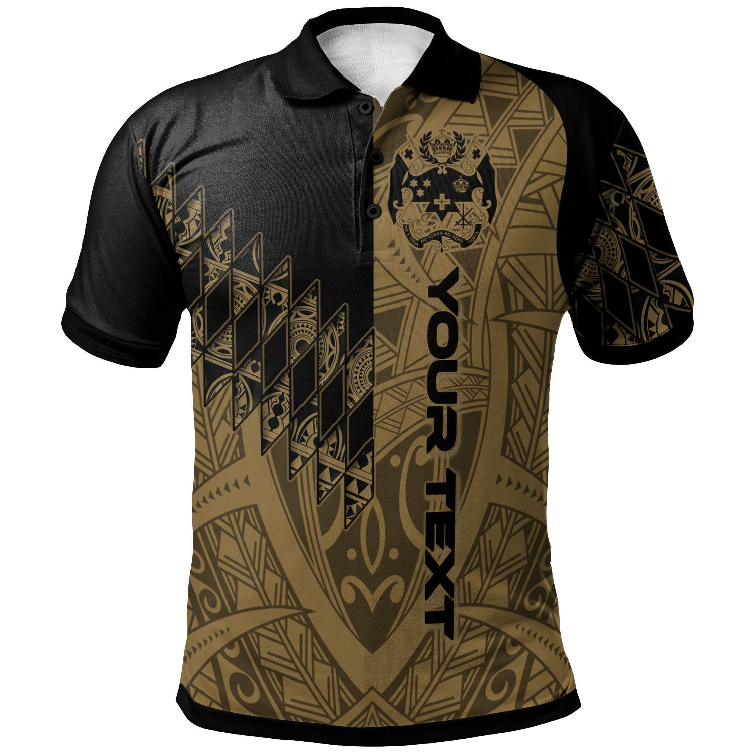 Tonga Custom Polo Shirt Gold Color Symmetry Style Unisex Black - Polynesian Pride