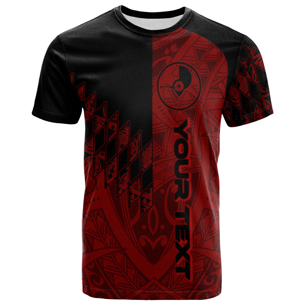 Yap T Shirt Custom Red Color Symmetry Style Unisex Black - Polynesian Pride