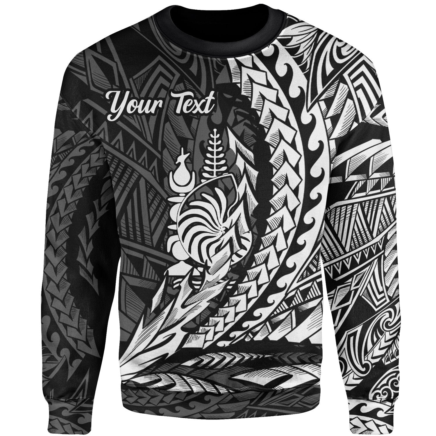 New Caledonia Custom Personalised Sweatshirt - Wings Style White Color Unisex Black - Polynesian Pride