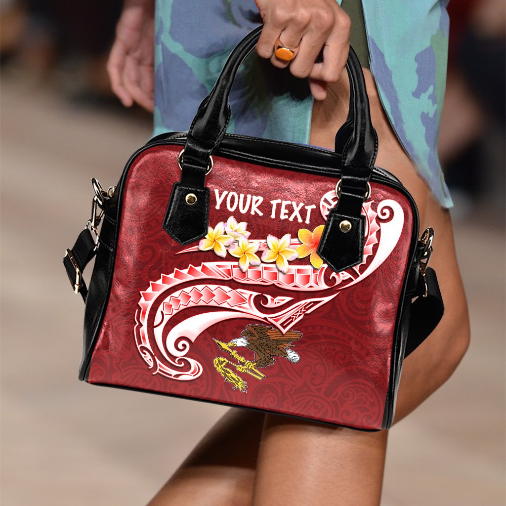 American Samoa Custom Personalised Shoulder Handbag - AS Seal Polynesian Patterns Plumeria One Size Red - Polynesian Pride