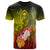 Guam Custom T Shirt Humpback Whale with Tropical Flowers (Yellow) Unisex Yellow - Polynesian Pride