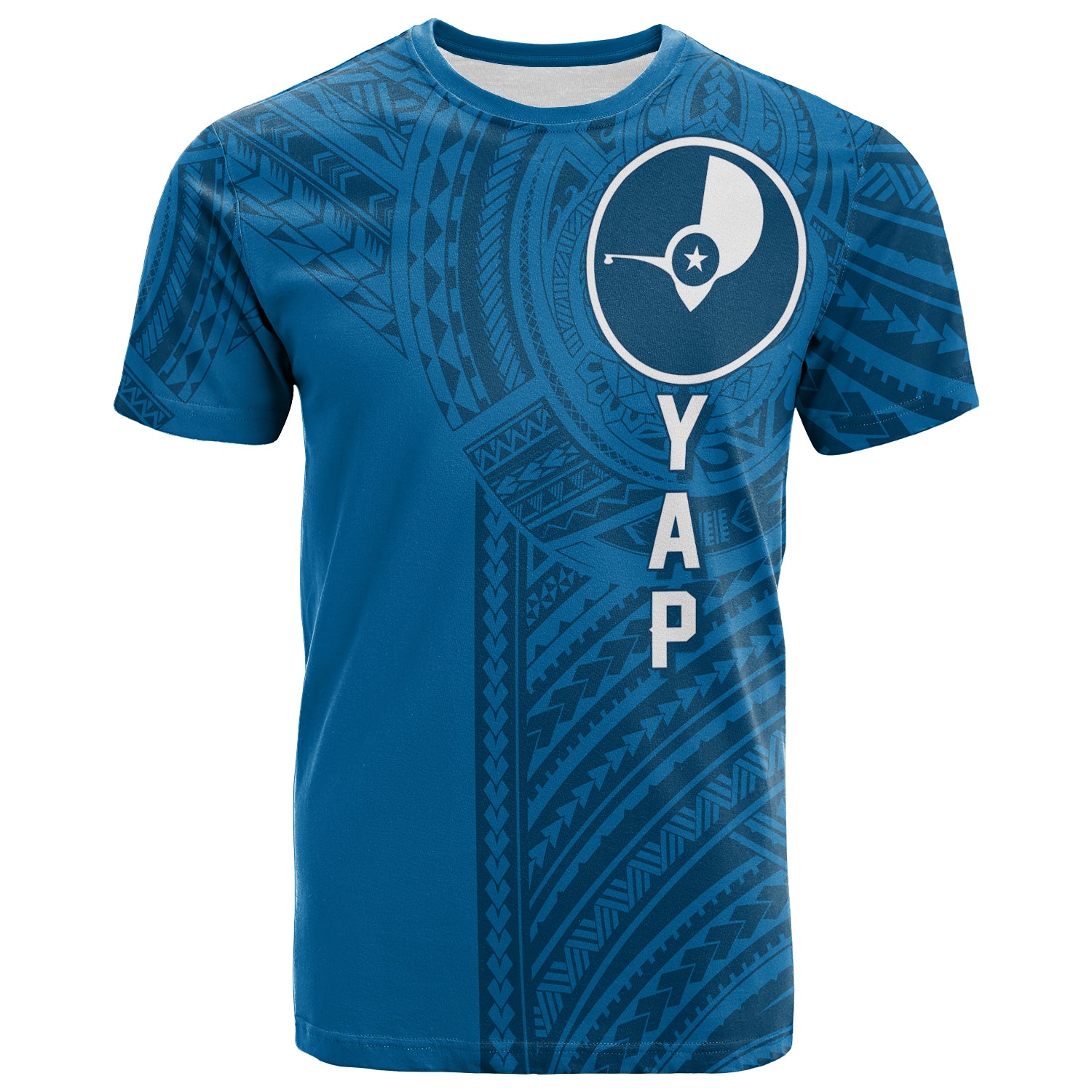 Custom FSM Yap Micronesian Pattern T Shirt Tattoo Style LT7 Unisex Blue - Polynesian Pride