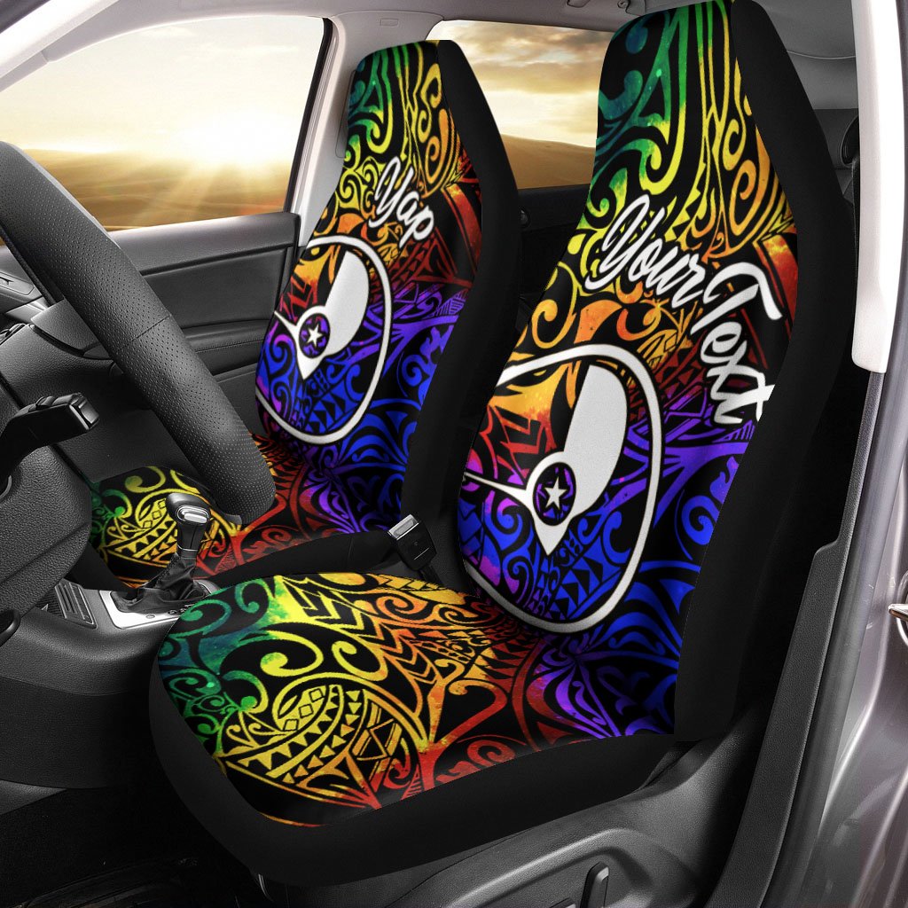 Yap Car Seat Covers - Rainbow Polynesian Pattern Universal Fit Rainbow - Polynesian Pride