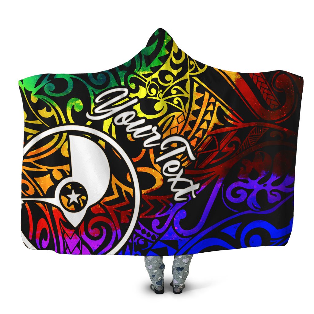 Yap Custom Personalised Hooded Blanket - Rainbow Polynesian Pattern Hooded Blanket Rainbow - Polynesian Pride