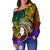 Yap Custom Personalised Women's Off Shoulder Sweater - Rainbow Polynesian Pattern - Polynesian Pride