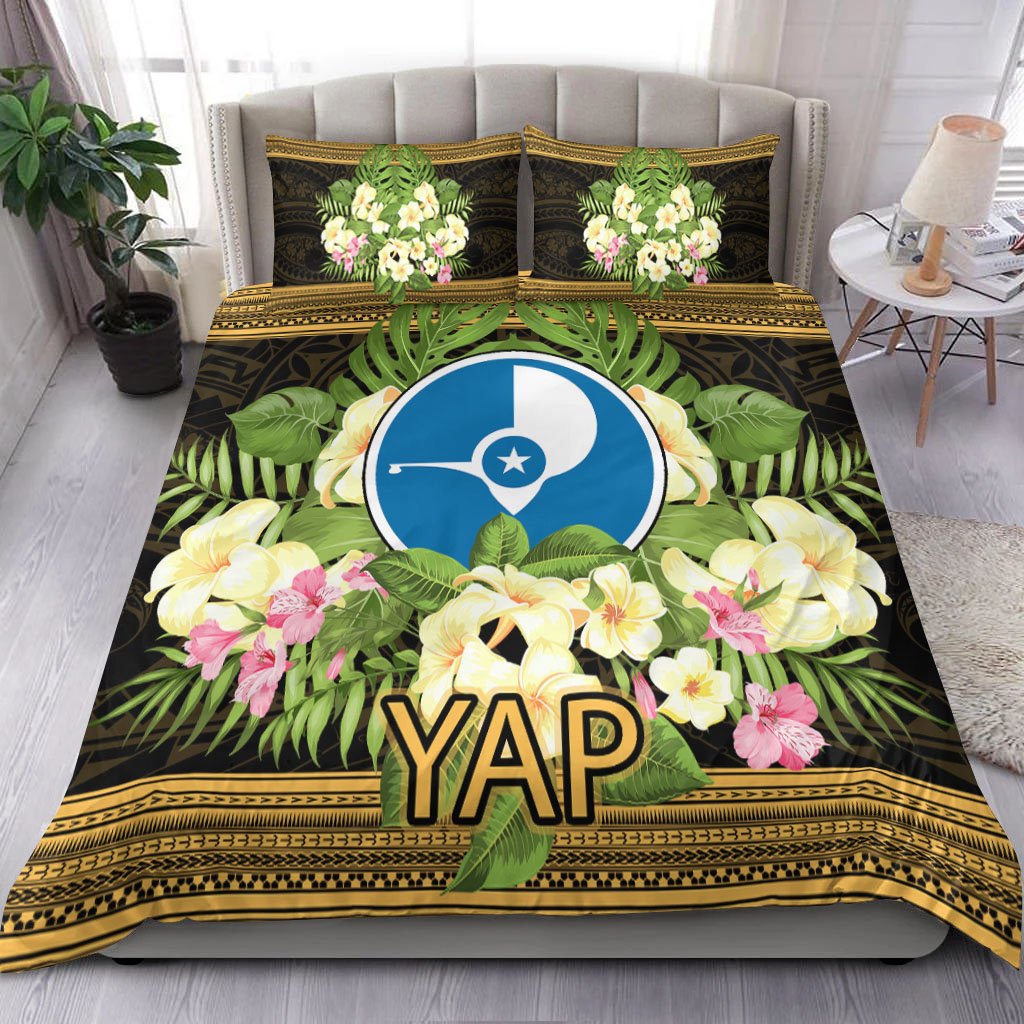 Yap State Bedding Set - Polynesian Gold Patterns Collection Black - Polynesian Pride