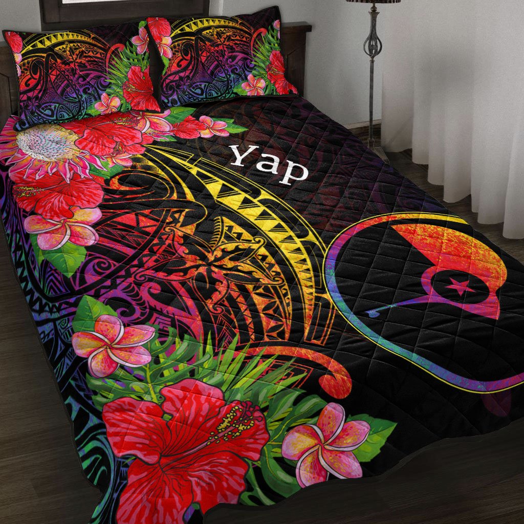 Yap State Quilt Bed Set - Tropical Hippie Style Black - Polynesian Pride