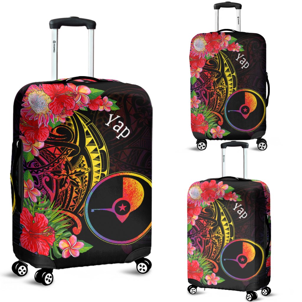 Yap State Luggage Covers - Tropical Hippie Style Black - Polynesian Pride