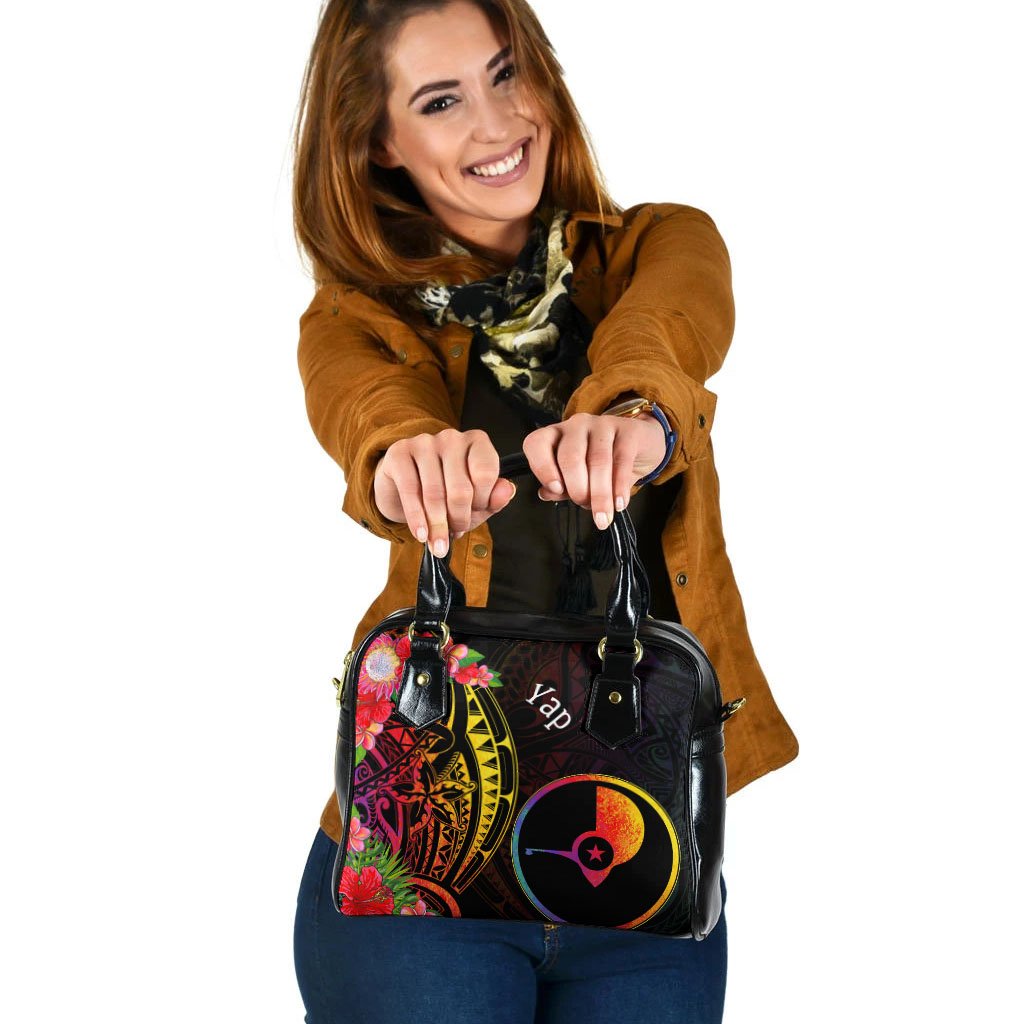 Yap State Shoulder Handbag - Tropical Hippie Style One Size Black - Polynesian Pride