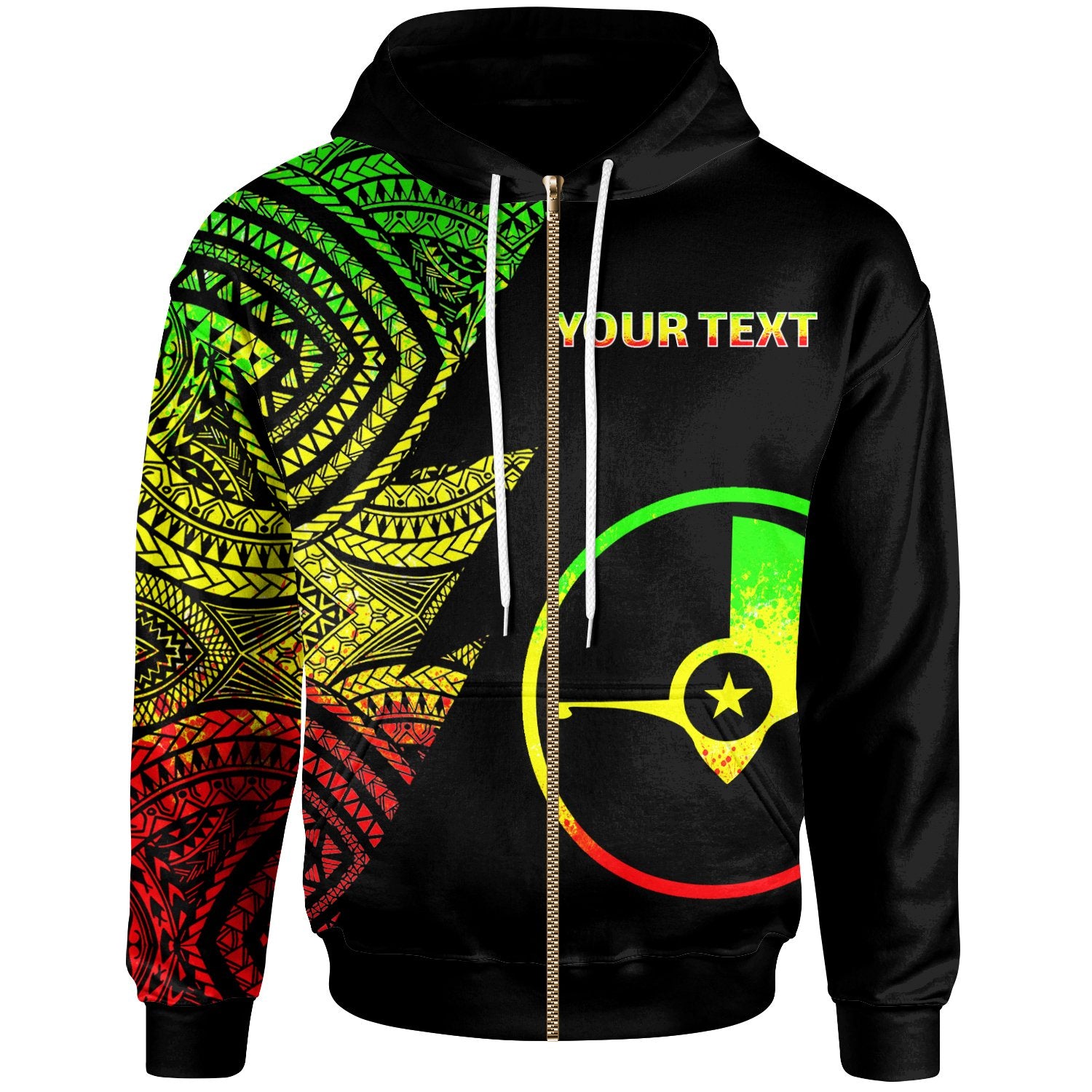 Yap Custom Personalized Zip up Hoodie Flash Style Reggae Unisex Reggae - Polynesian Pride