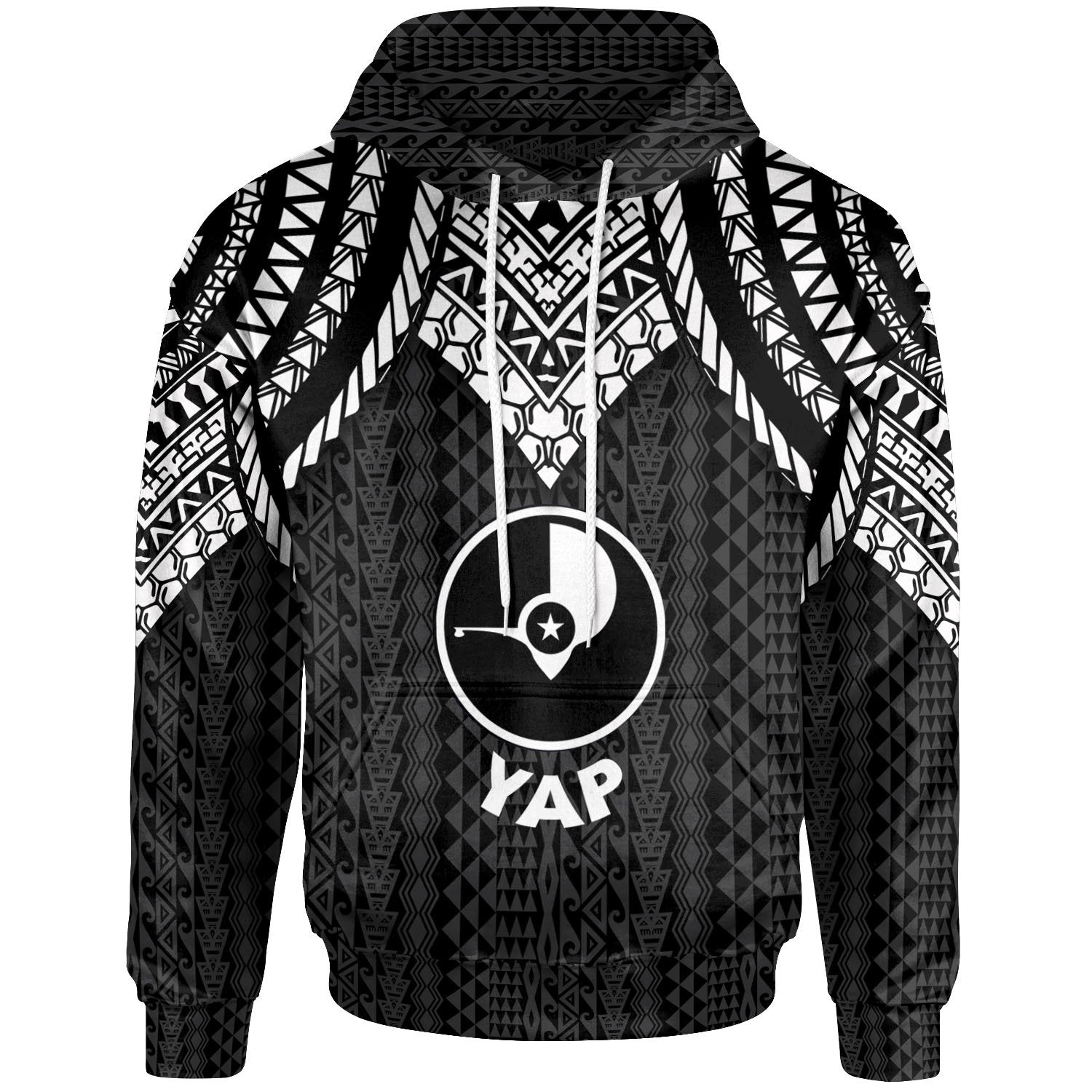 Yap Hoodie Polynesian Armor Style Black Unisex Black - Polynesian Pride