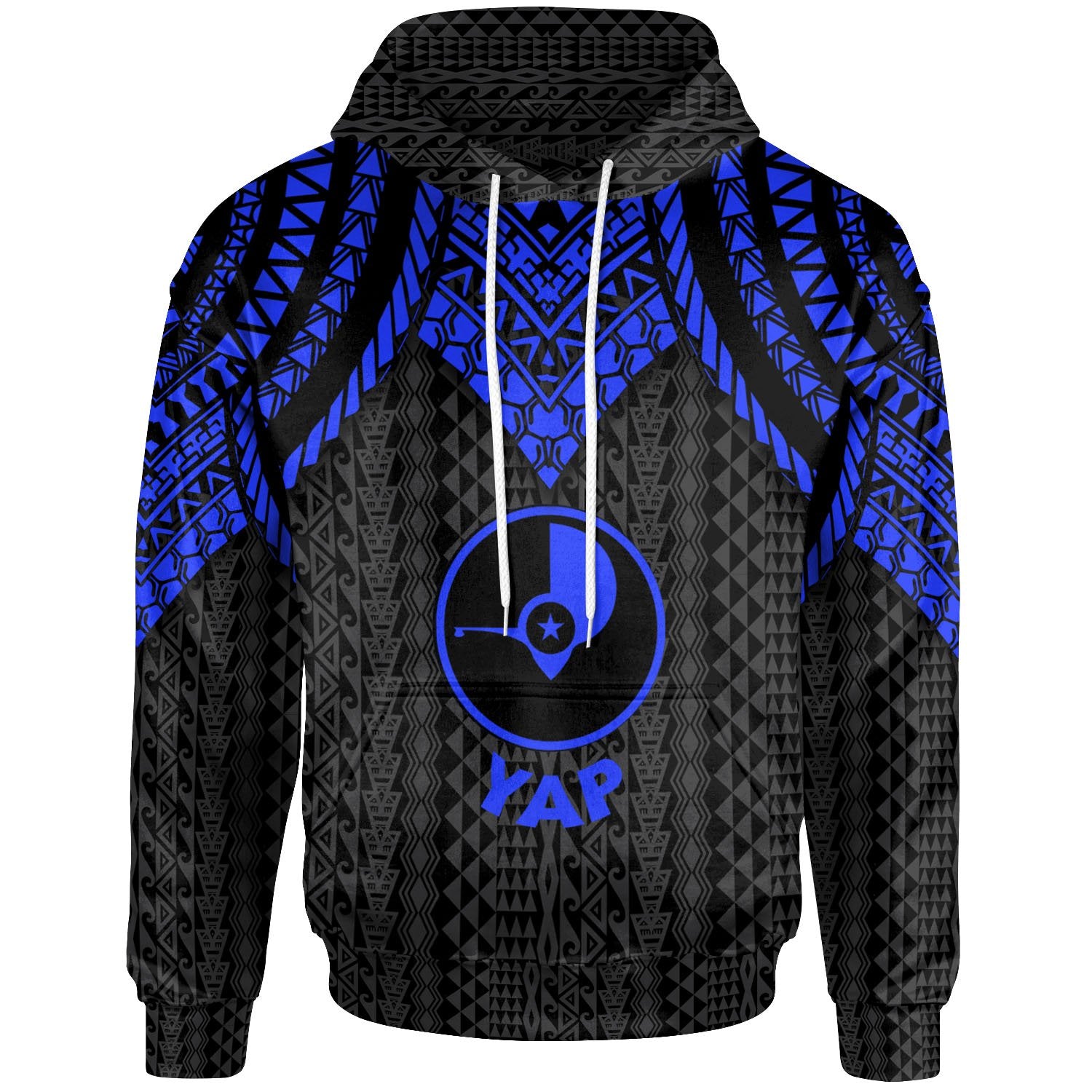 Yap Hoodie Polynesian Armor Style Blue Unisex Blue - Polynesian Pride