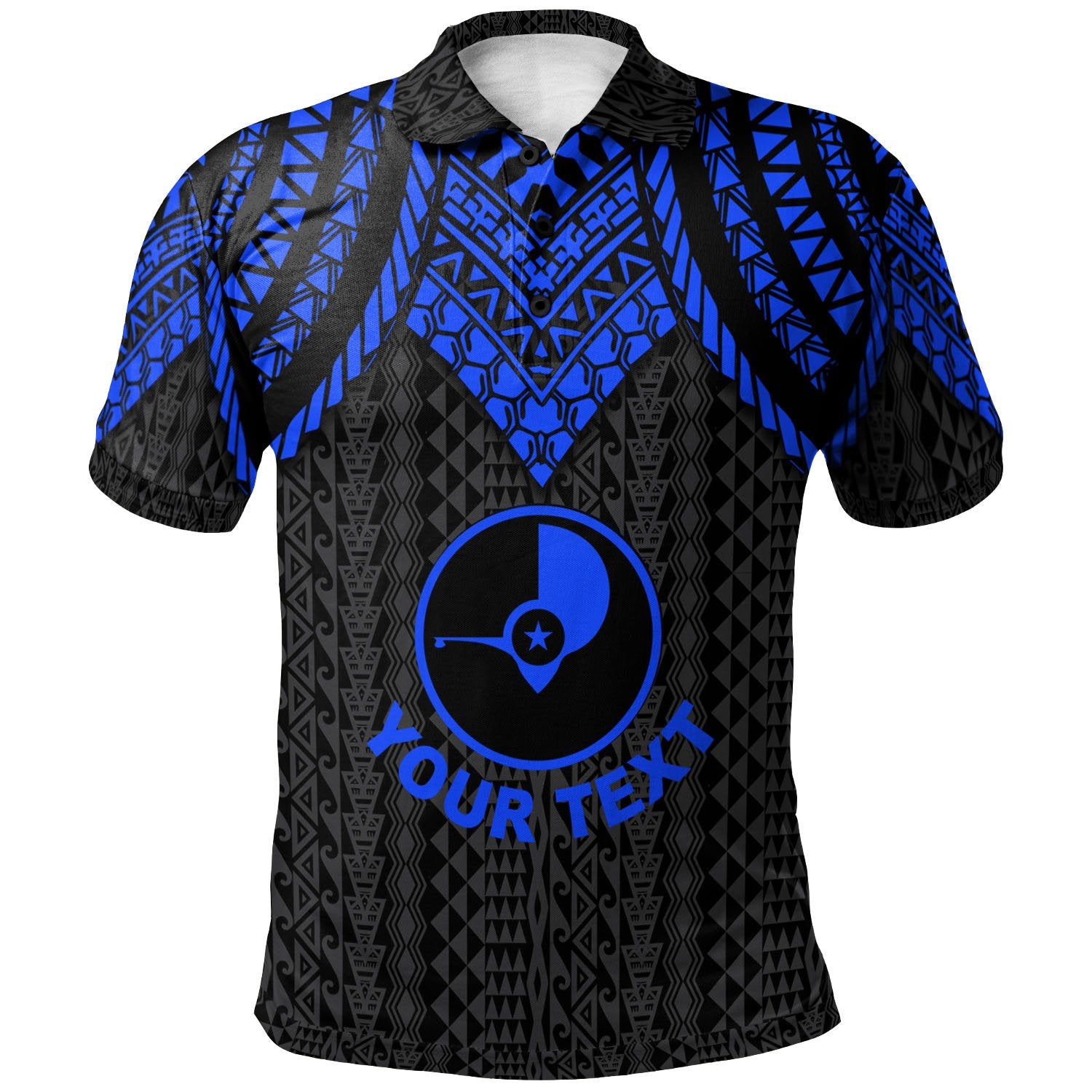 Yap Custom Polo Shirt Polynesian Armor Style Blue Unisex Blue - Polynesian Pride